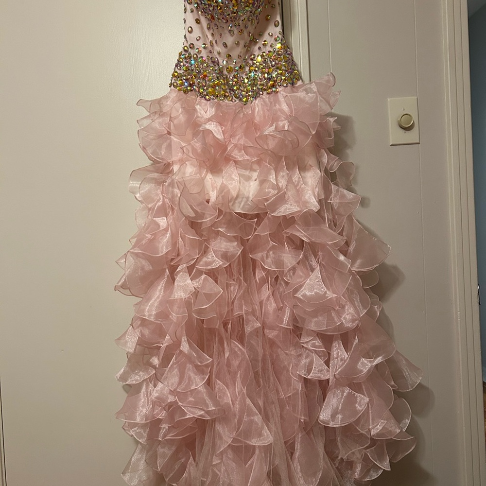 Elegant Pink Ruffled  Dress